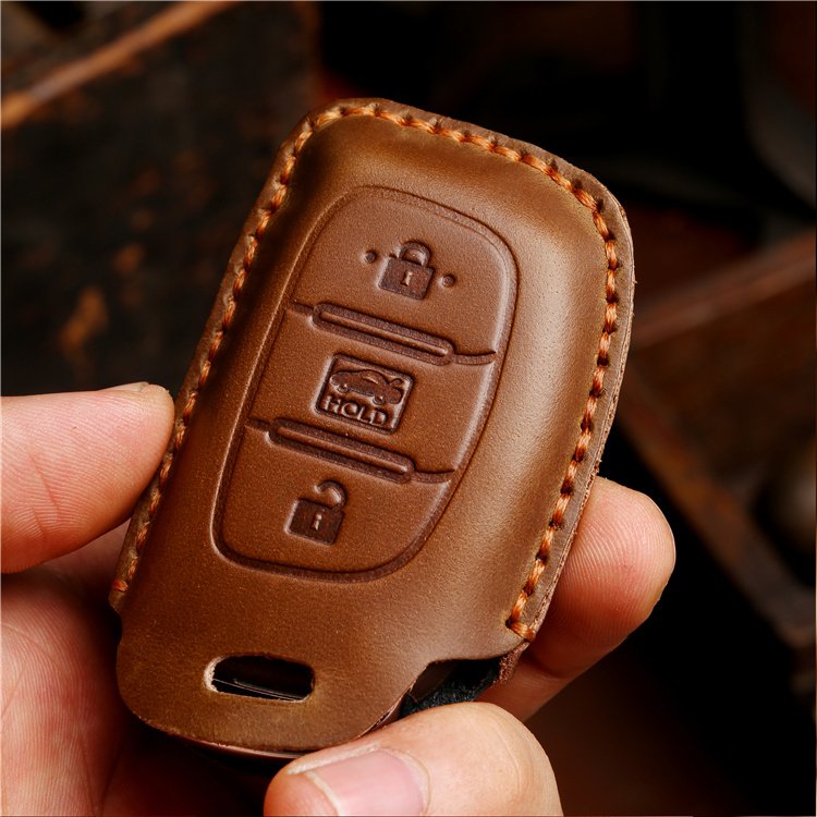 genuine leather Car Key Case Cover for Hyundai IX35 Tucson Elantra Sonata Smart Remote 3 Buttons Car Key Cover Shell