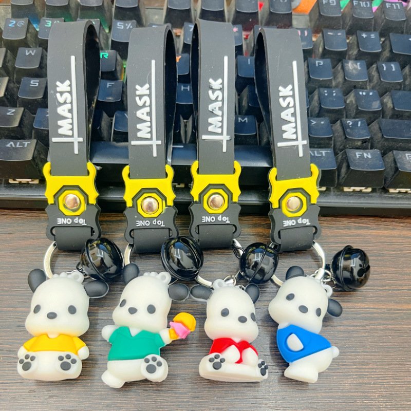 Cartoon Hat Bear Keychain 3D Rubber Cute Doll Keychain Backpack Bag Charm Pendant Couple Keyring Accessories - Mixed