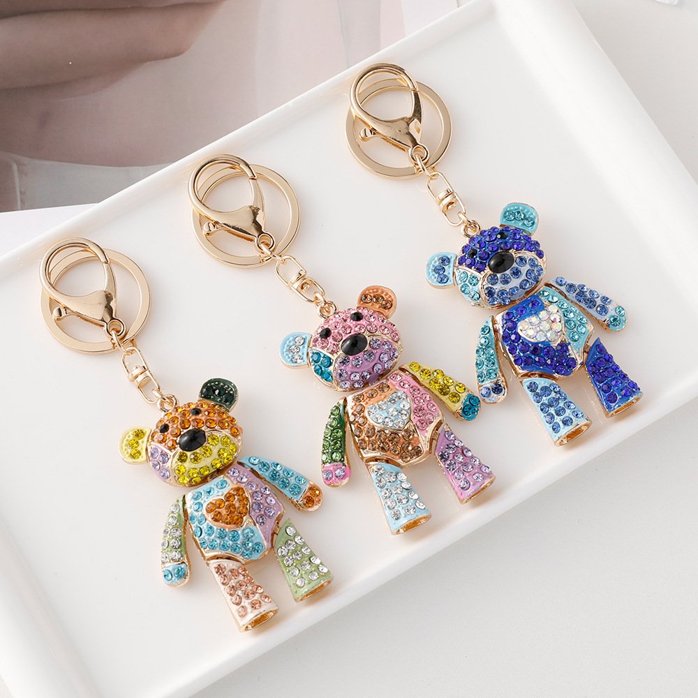 Zinc Alloy key chain fancy Bag Car Pendant Accessories Bling Diamond animal Keychain Tassel keyring Crystal Rhinestone Keychain