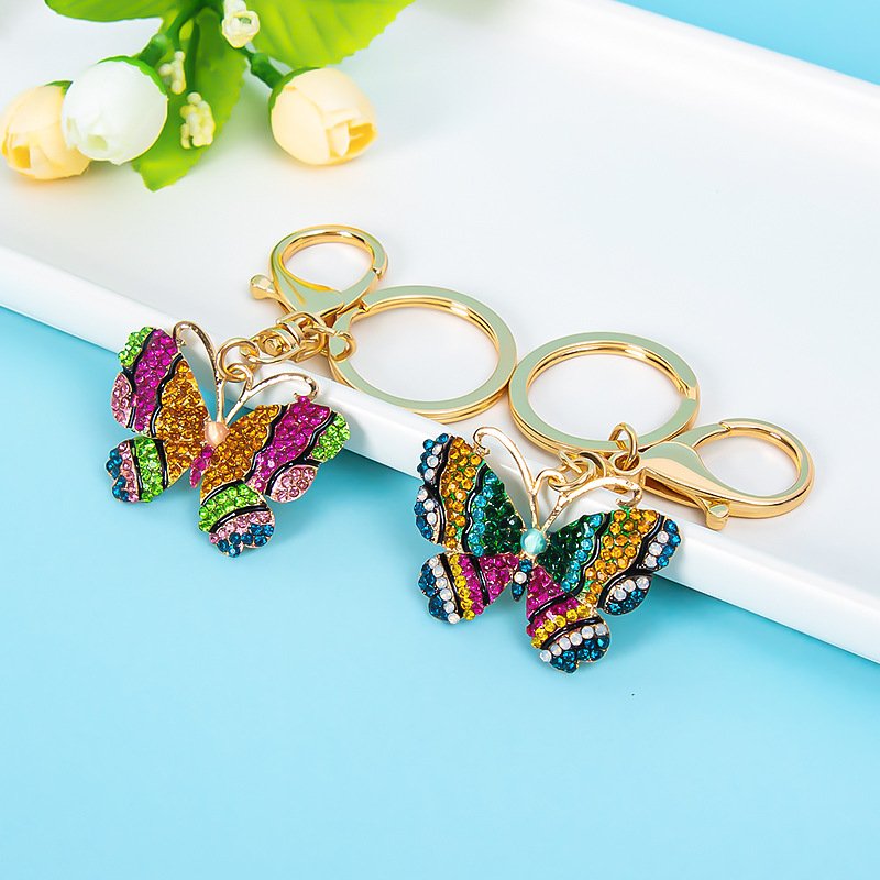 Zinc Alloy key chain fancy Bag Car Pendant Accessories Bling Diamond animal Keychain Tassel keyring Crystal Rhinestone Keychain