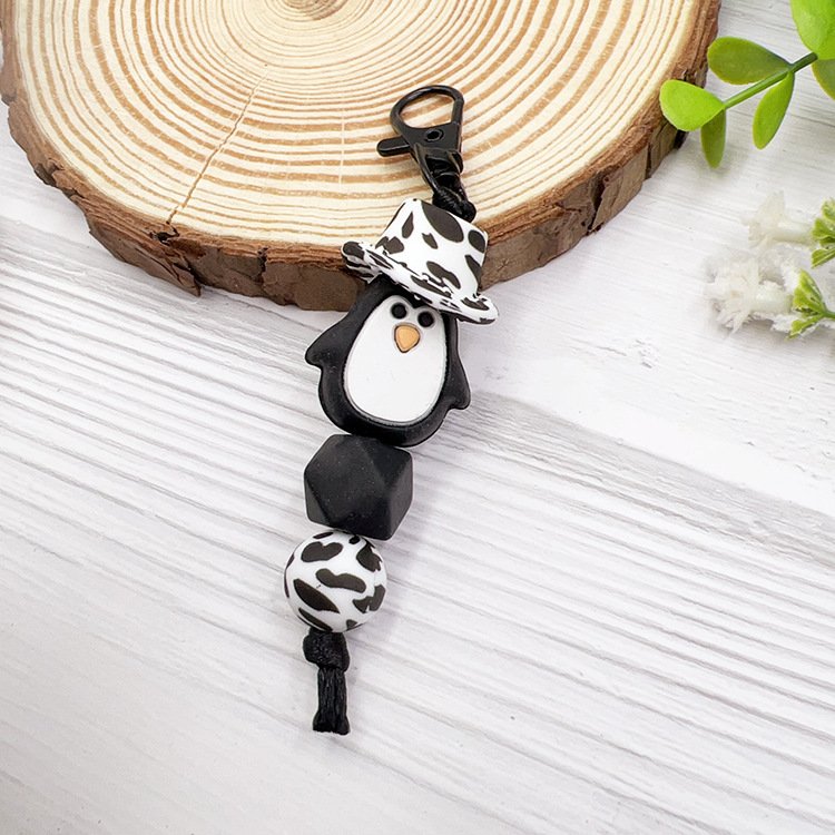 Highland Cow beaded bracelet keychain Goat Moose Penguin Silicon beaded bracelet keychain Car keychain