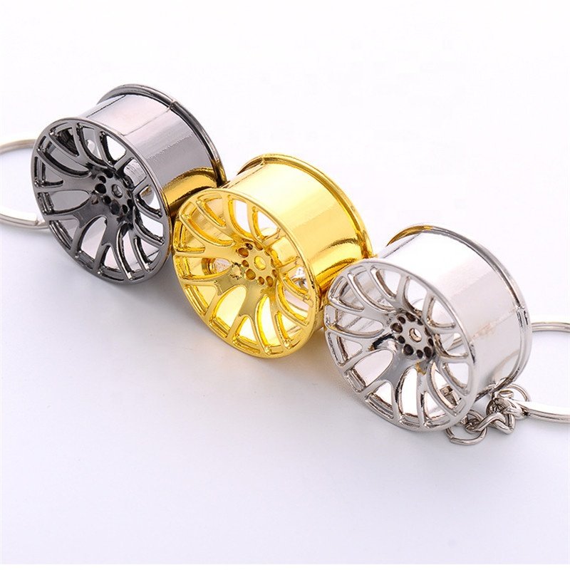 Wholesale Metal 3D Car Wheel Hub shape Custom Metal Auto Keychain