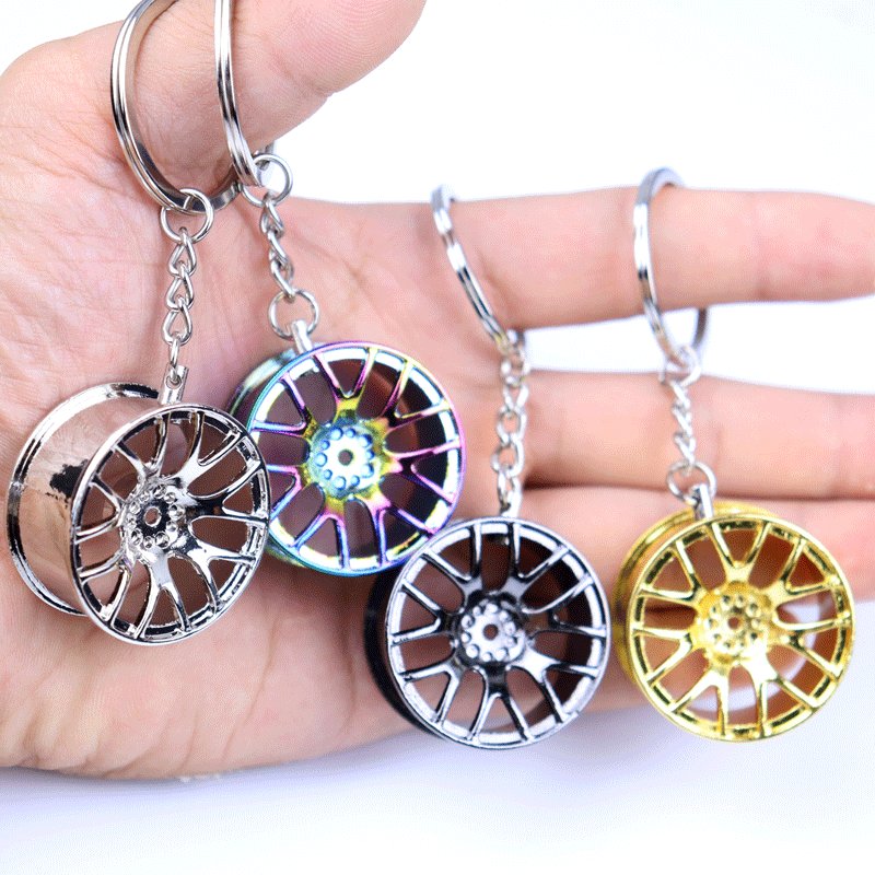 Wholesale Metal 3D Car Wheel Hub shape Custom Metal Auto Keychain