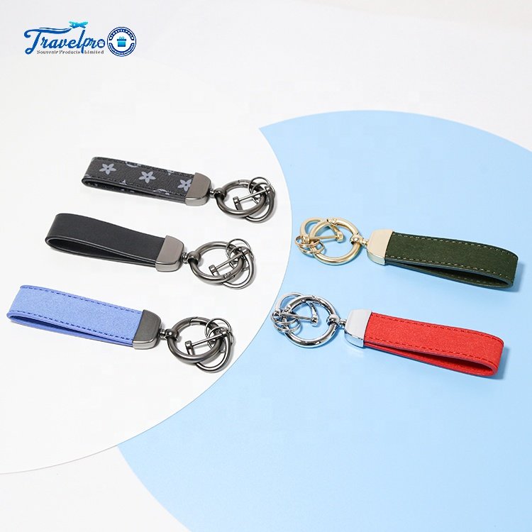Travelpro Personalized Luxury Blank Leather Key Chain Black Custom Fine Car Leather Key Chain