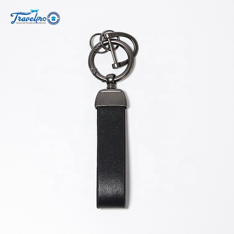 Travelpro Personalized Luxury Blank Leather Key Chain Black Custom Fine Car Leather Key Chain