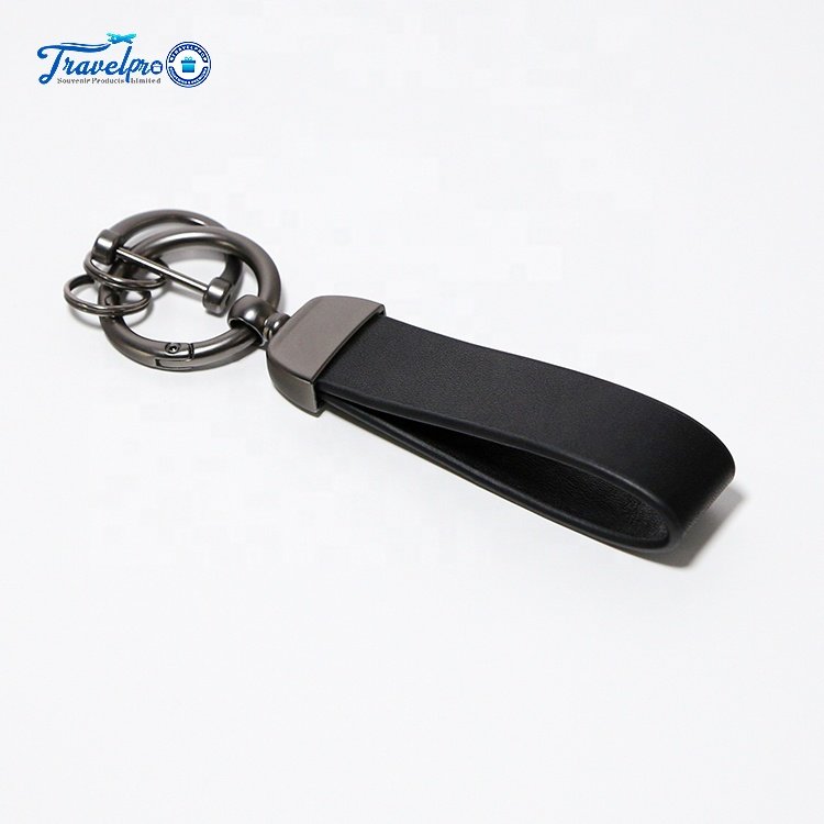 Travelpro Personalized Luxury Blank Leather Key Chain Black Custom Fine Car Leather Key Chain