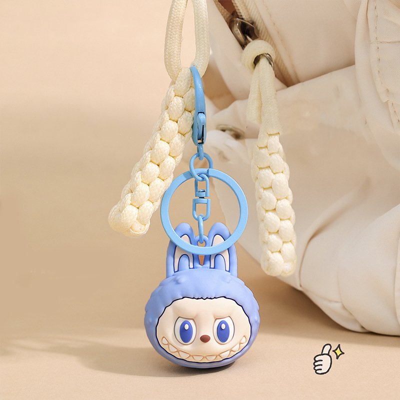 Wholesale Cheap Labubu Keychain Bag Pendant Rubber dropper Cartoon 3D PVC Doll Collection Cute Toy The Monster Zimomo Keychain