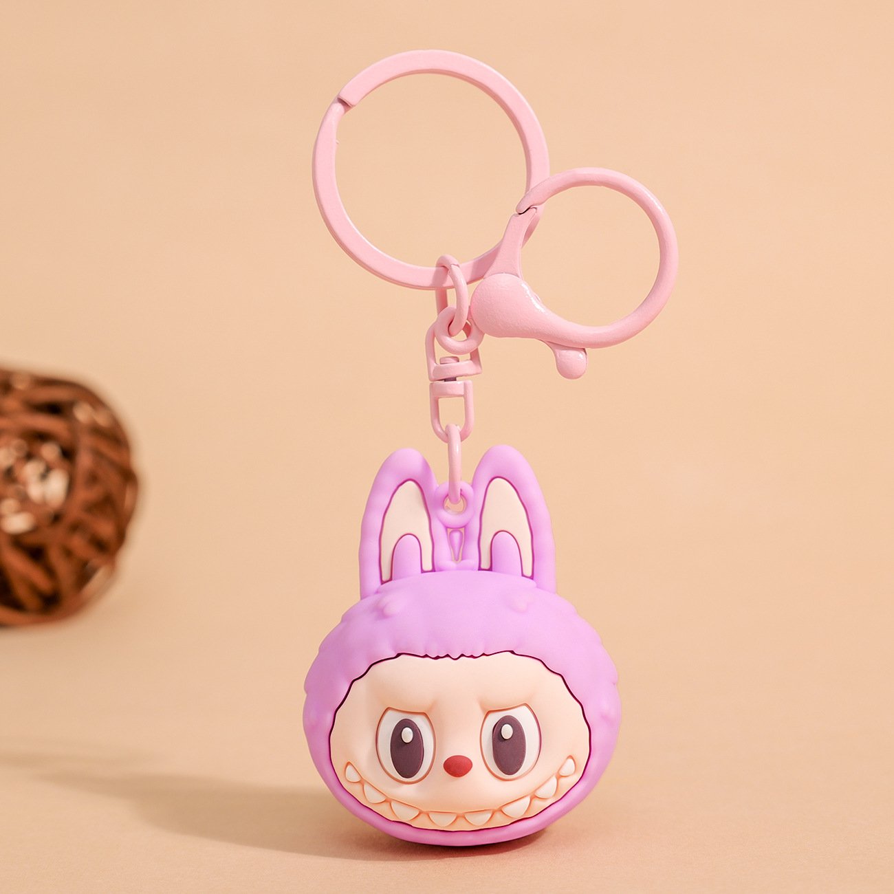 Wholesale Cheap Labubu Keychain Bag Pendant Rubber dropper Cartoon 3D PVC Doll Collection Cute Toy The Monster Zimomo Keychain