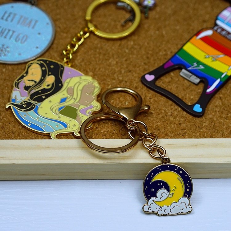 Custom Brand Logo Keychain Tag Key Holder Car Real Estate Cute Animal Chain Ring Stainless Steel Metal Keychains