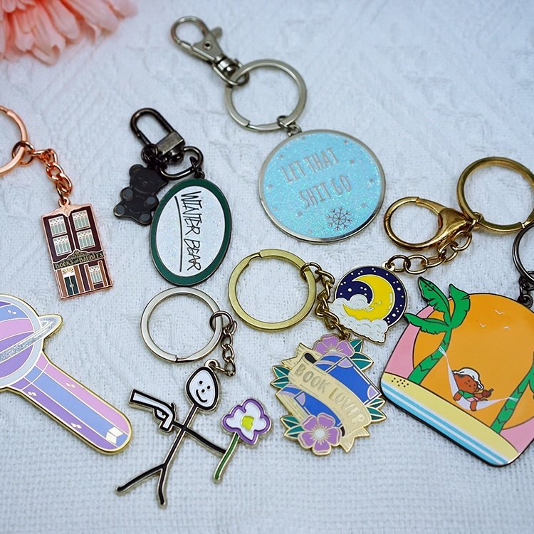 Custom Brand Logo Keychain Tag Key Holder Car Real Estate Cute Animal Chain Ring Stainless Steel Metal Keychains