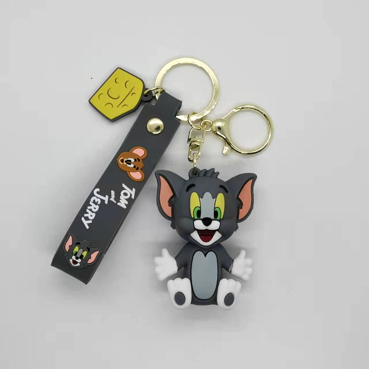 Cartoon Epoxy Doll Cat and Mouse Keychain Pendant Couple Bag Car Keychain Accessories Gift Wholesale