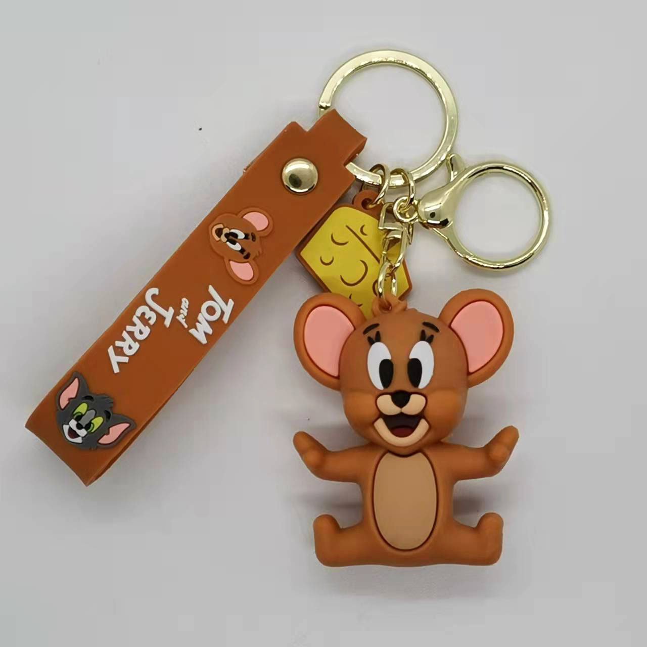 Cartoon Epoxy Doll Cat and Mouse Keychain Pendant Couple Bag Car Keychain Accessories Gift Wholesale