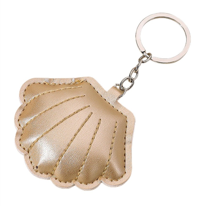 Hot sale PU filled cotton shell lady bag pendant clothing accessories gold leather shell car keychain