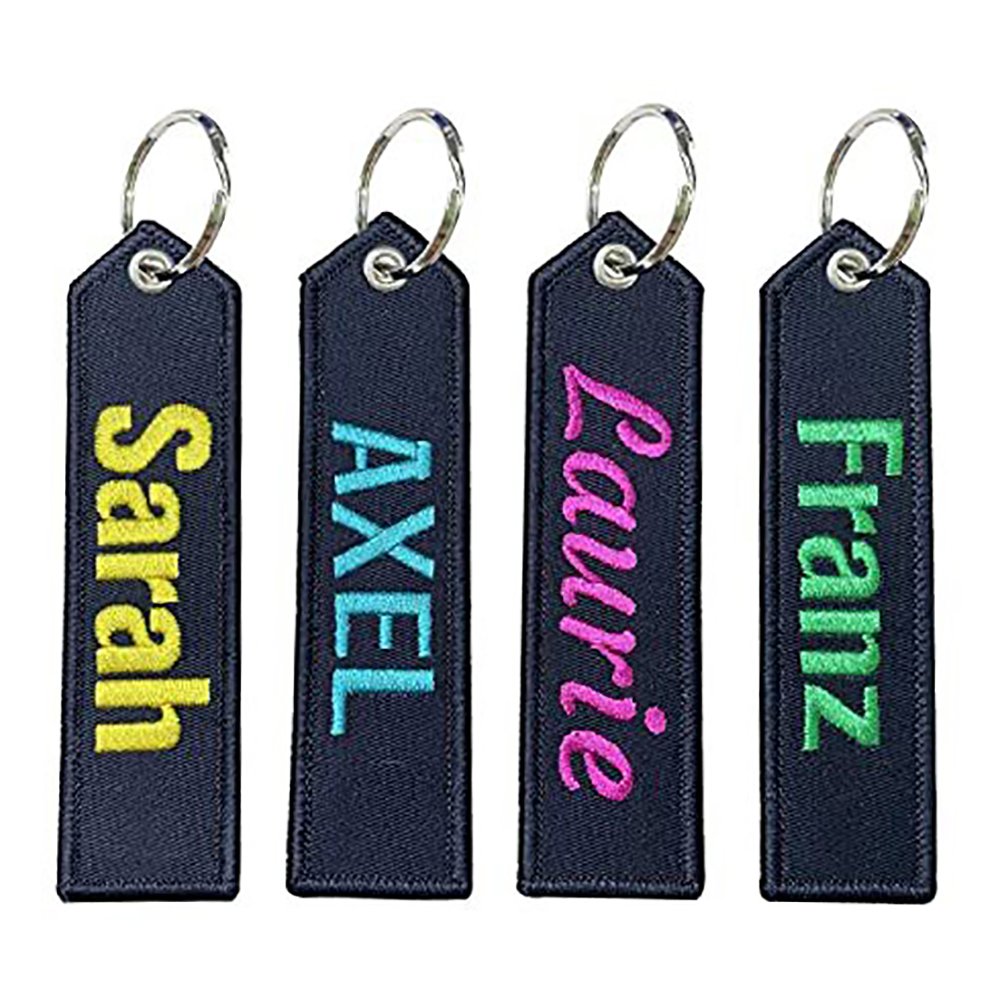 Custom Logo Car Scooter Fabric Embroidery Keychains Jet Tag Keyring Motorcycle Key Chain Car Embroidered Keychains Gifts For Man