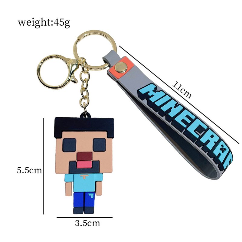 3D Anime Figure My World Keychain Cartoon Soft Rubber PVC Car Pendant School Bag Silicone Anime Birthday Gift