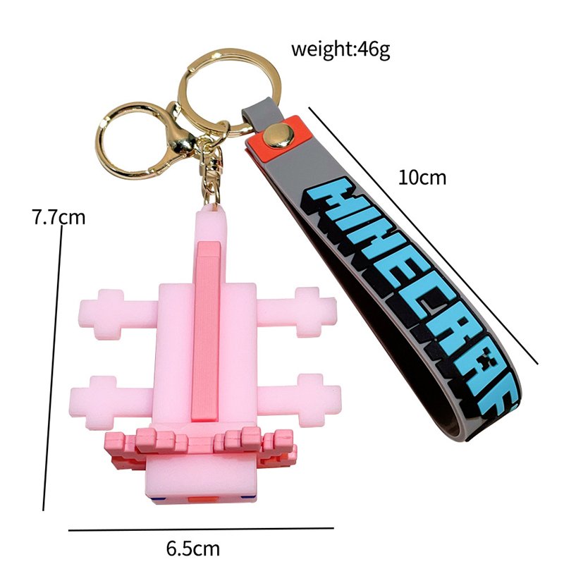 3D Anime Figure My World Keychain Cartoon Soft Rubber PVC Car Pendant School Bag Silicone Anime Birthday Gift