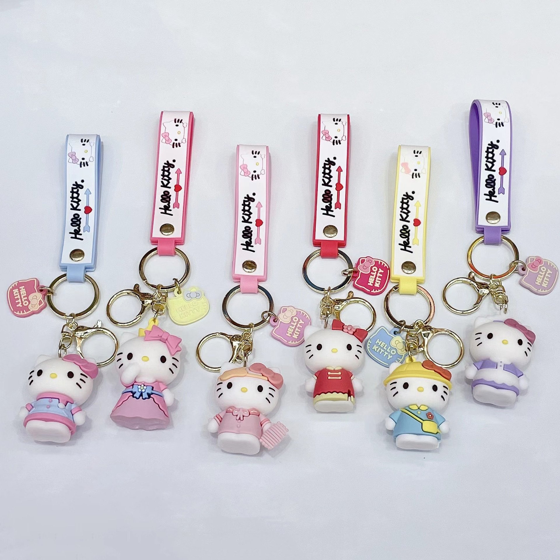 Wholesale Girl Decoration Car Key Handbag Accessories Key Rings Lovely Cartoon 3D Kitty Keychain Kids Gift Key Chain