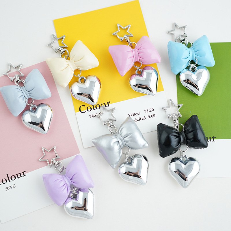 Wholesale Ballet Bowknot Keychains Fashion Satin Love Charm DIY Handmade Bowknot Keychains Backpack Phone Camera Accessory