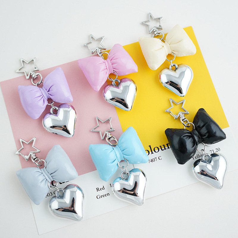Wholesale Ballet Bowknot Keychains Fashion Satin Love Charm DIY Handmade Bowknot Keychains Backpack Phone Camera Accessory