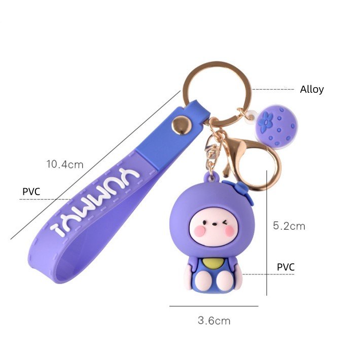 Cute Cartoon Fruit Keychain Soft Rubber avocado Doll Car Key Chain Strawberry fruit Pendant Bag Car Key Accessories
