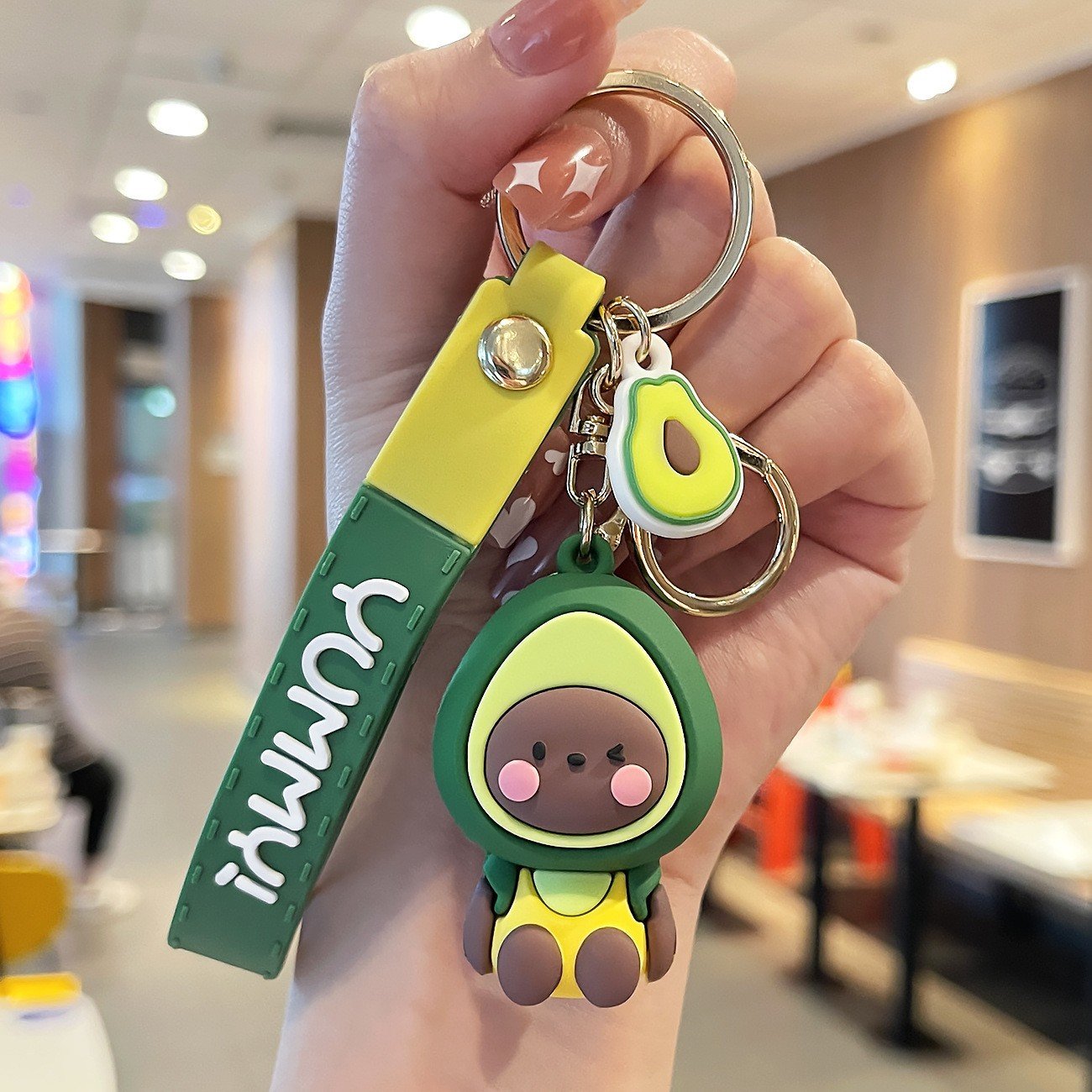 Cute Cartoon Fruit Keychain Soft Rubber avocado Doll Car Key Chain Strawberry fruit Pendant Bag Car Key Accessories