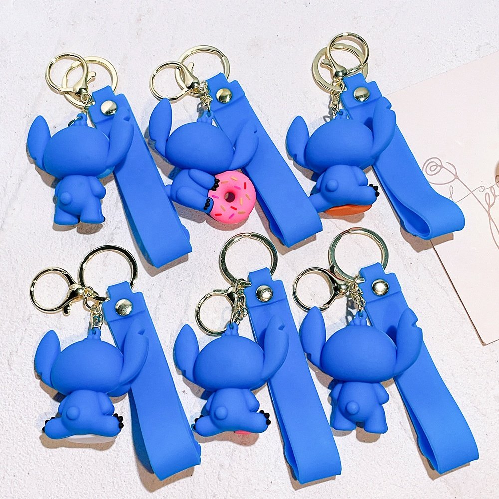 Wholesale 3d Pvc Cute Anime Kawaii Keychain Cartoon Key Chain PVC Pendant Lilo and stitch Keychain For Backpack decoration