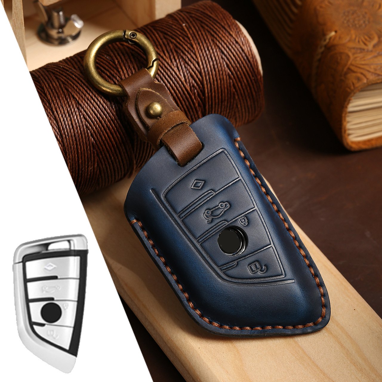 Car Key Accessories Car Key Case Cover Handmade Leather Key Bag For Bmw 1 3 5 7 Series X5 Car Styling Holder Shell Keychain