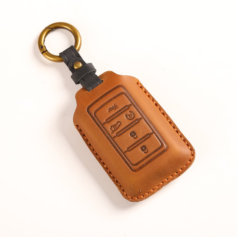 Genuine Leather Car Key Case for jeep renegade wrangler jk smart 5 buttons accessories Car Key Cover Fob Shell
