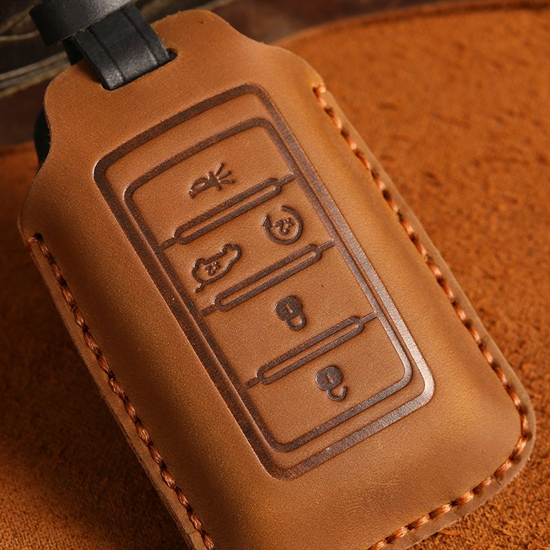 Genuine Leather Car Key Case for jeep renegade wrangler jk smart 5 buttons accessories Car Key Cover Fob Shell