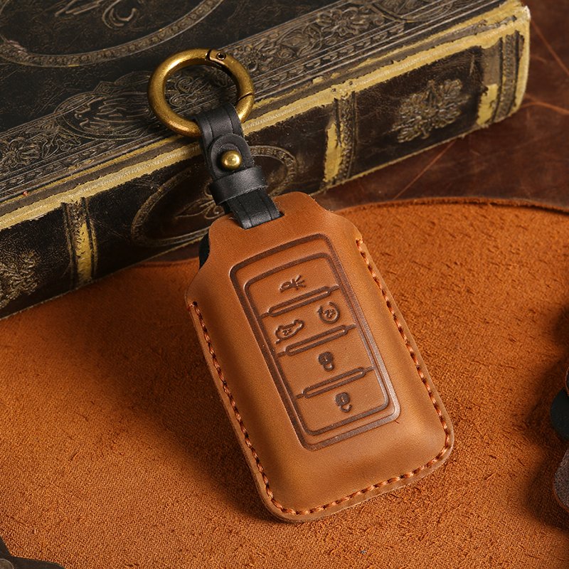 Genuine Leather Car Key Case for jeep renegade wrangler jk smart 5 buttons accessories Car Key Cover Fob Shell
