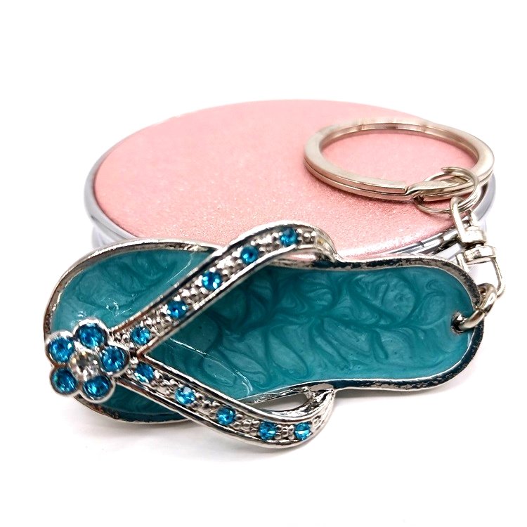 Women's Fashion Crystal Alloy Light Keychain Rhinestone Imprinted Shoe Metal Key Ring Bag Car Pendant Accessory Great Souvenir