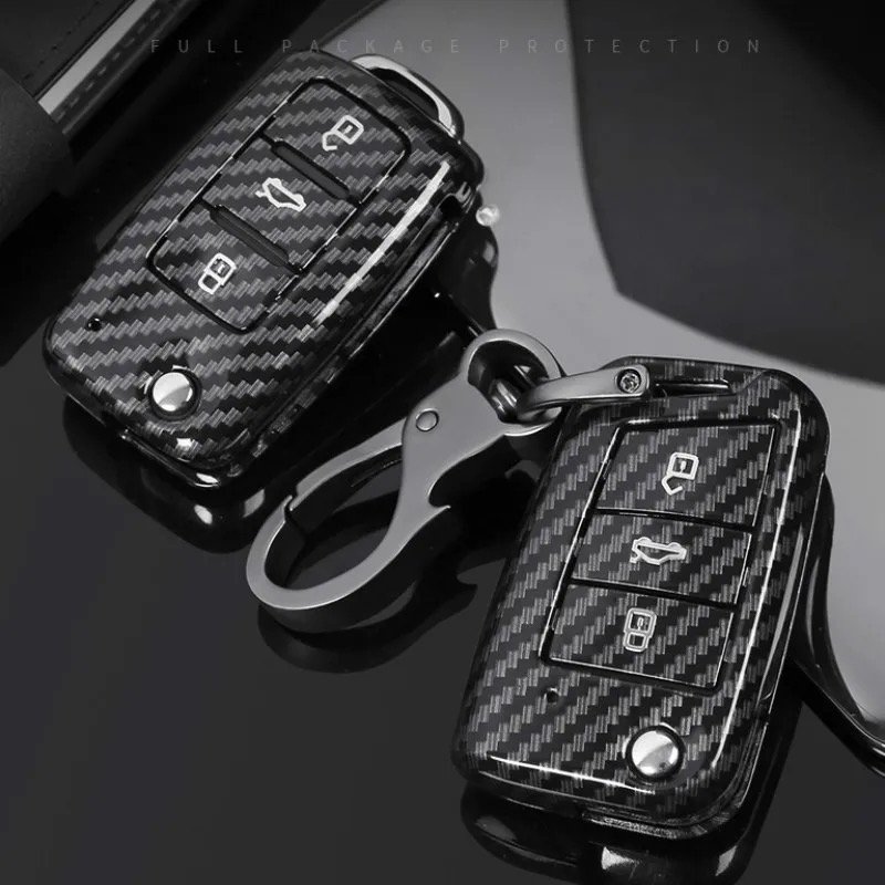 Carbon Fiber 3 Button Protective Key Fob Cover for Volkswagen