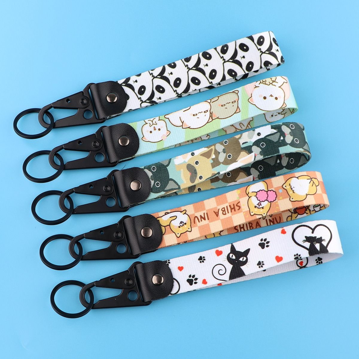 Hot selling cartoon cute corgi pet dog kitten pattern Olecranon key chain car key rope leather Olecranon pendant accessories