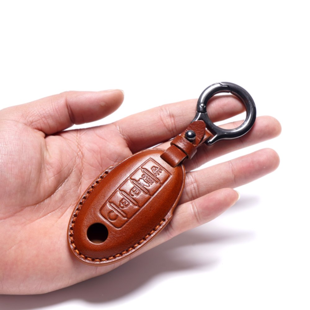 SweetPig OEM Cow Leather Material car fob Key cover For Nissan 3 buttons car key case accessories pouch wallet