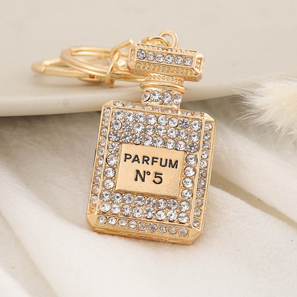 New Women Luxury Bag Pendant Handmade Diamond Pearl Perfume Bottle Rhinestone Perfume Keychain Diamond-encrusted Alloy Keychain