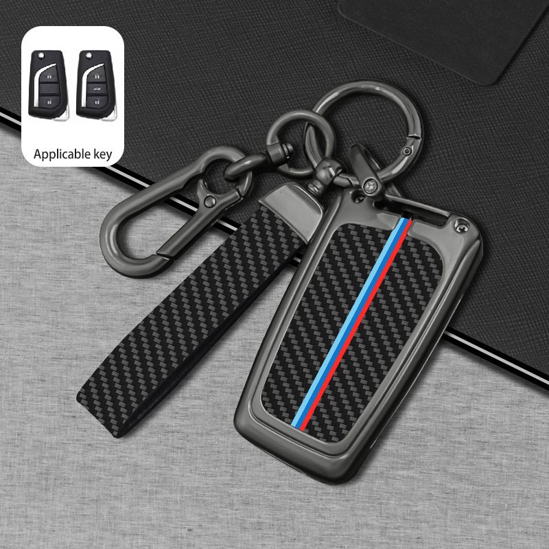 Zinc alloy 3 Button Carbon Fiber Car Key Case Metal Remote Key Fob Cover Fit For Toyota Prius Camry Corolla C-HR CHR RAV4 Prado