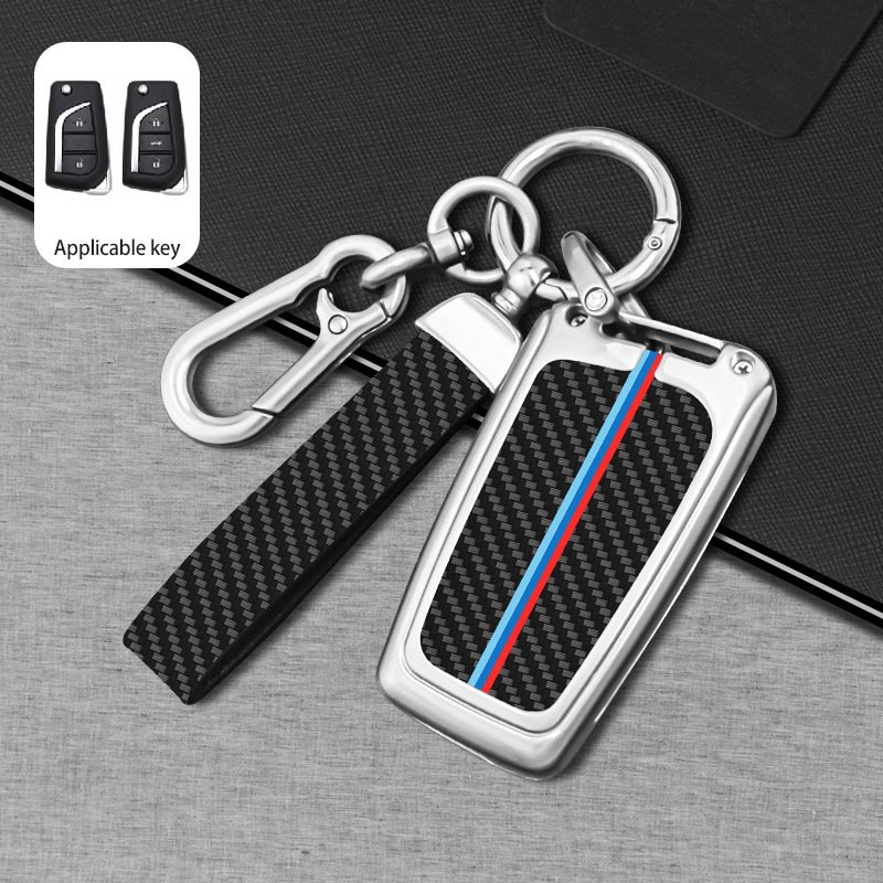 Zinc alloy 3 Button Carbon Fiber Car Key Case Metal Remote Key Fob Cover Fit For Toyota Prius Camry Corolla C-HR CHR RAV4 Prado