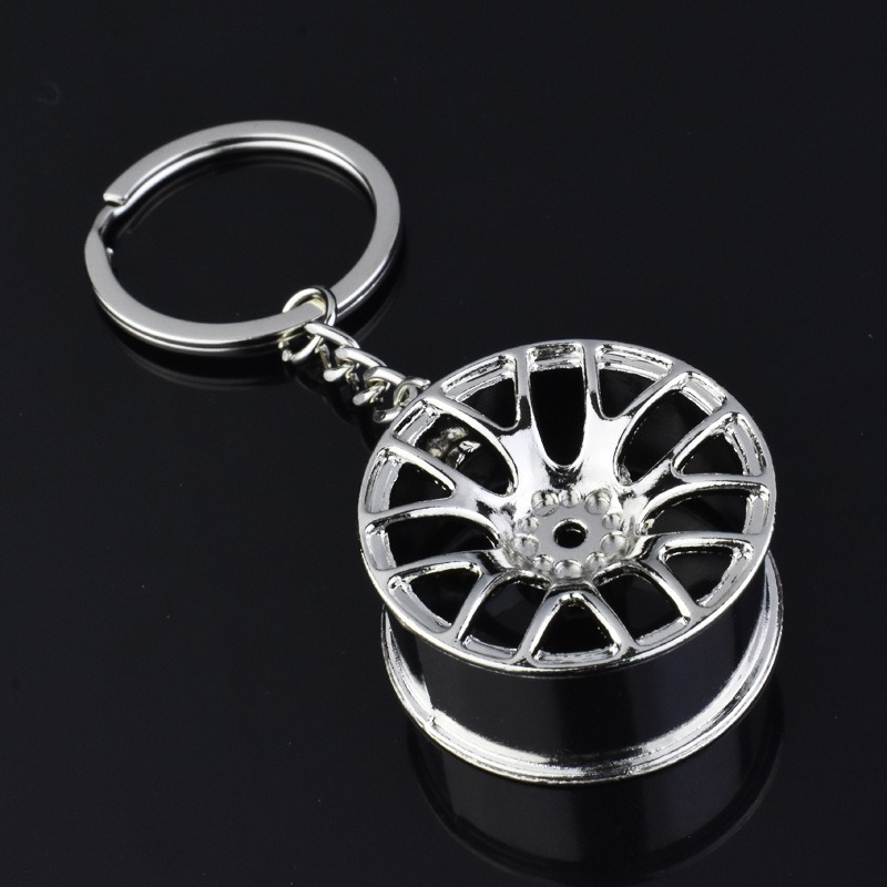 Existing Metal Car Keychain Auto Parts Car Mini Tire Wheel Hub Spinner Keychains Accessories 3D Metal Keychain