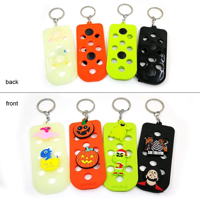 new PVC Fluorescent keychain shoe charms can be mounted on the key rings fit car keys accessories bag trinket wholesale custom