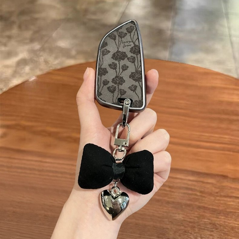Elegant black rose tpu leather car key case cover for bmw 1 3 5 series x1 x2 x3 x5 320li 525 530 auto interior accessories