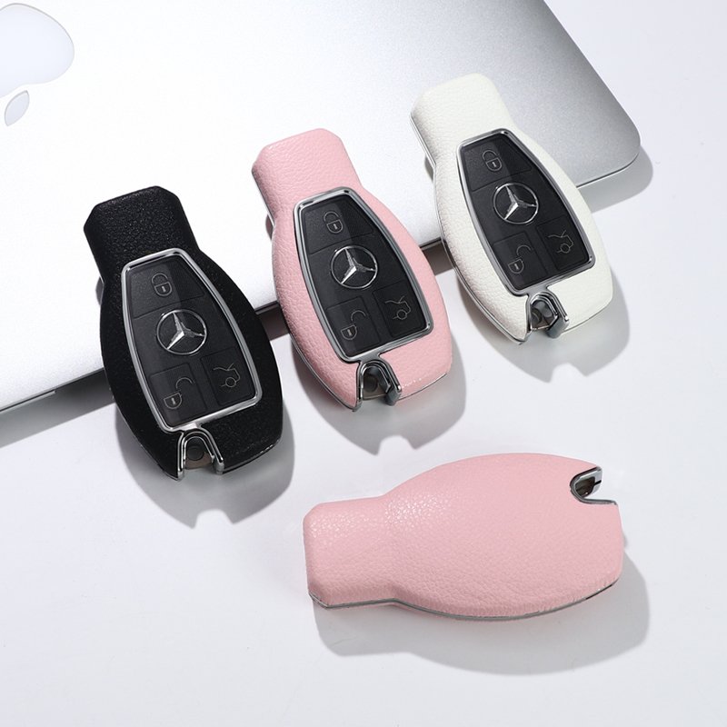 For Mercedes Benz leather Key Fob Cover 2/3 button key shell fit for Benz c200l/gla200/glc260/glk/V Class/e300 car key cover