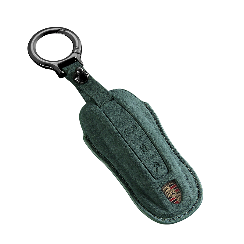 High Quality High-End Suede Car Key Cover in Black Green Oran for Porsche Vehicles Key Accessories