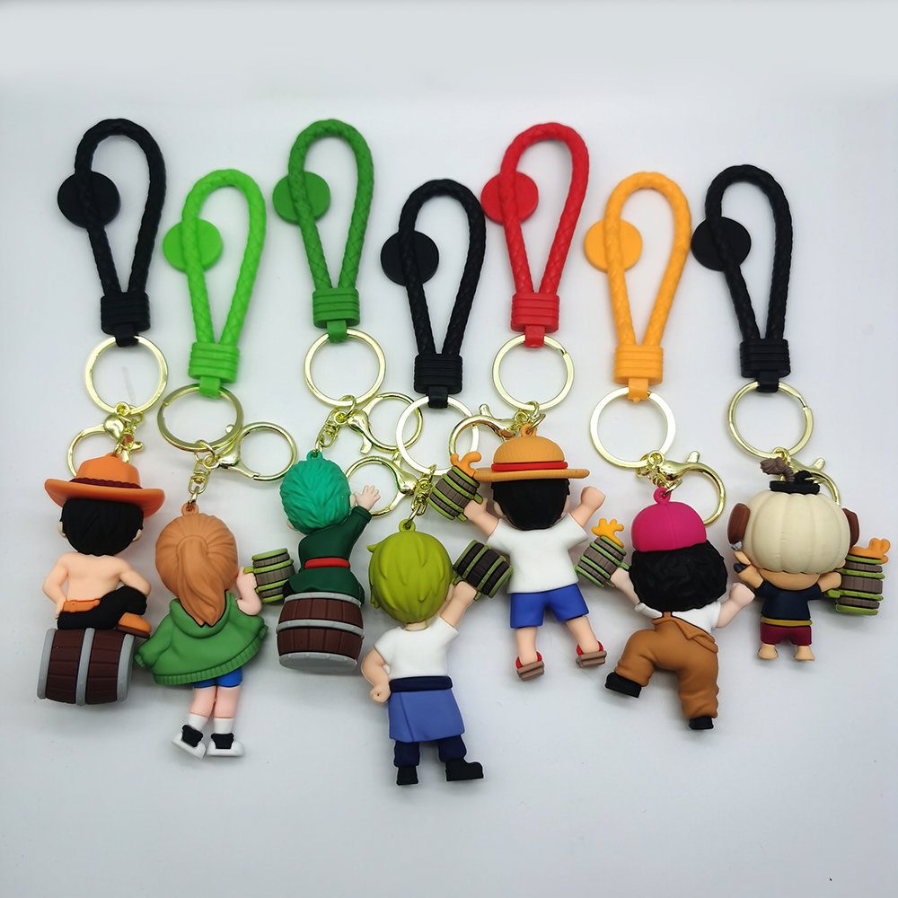 Creative One Piece PVC Character Statue Keychain Diverse Pattern Car Keychain Pendant Metal Plastic Silicone Alloy Gift