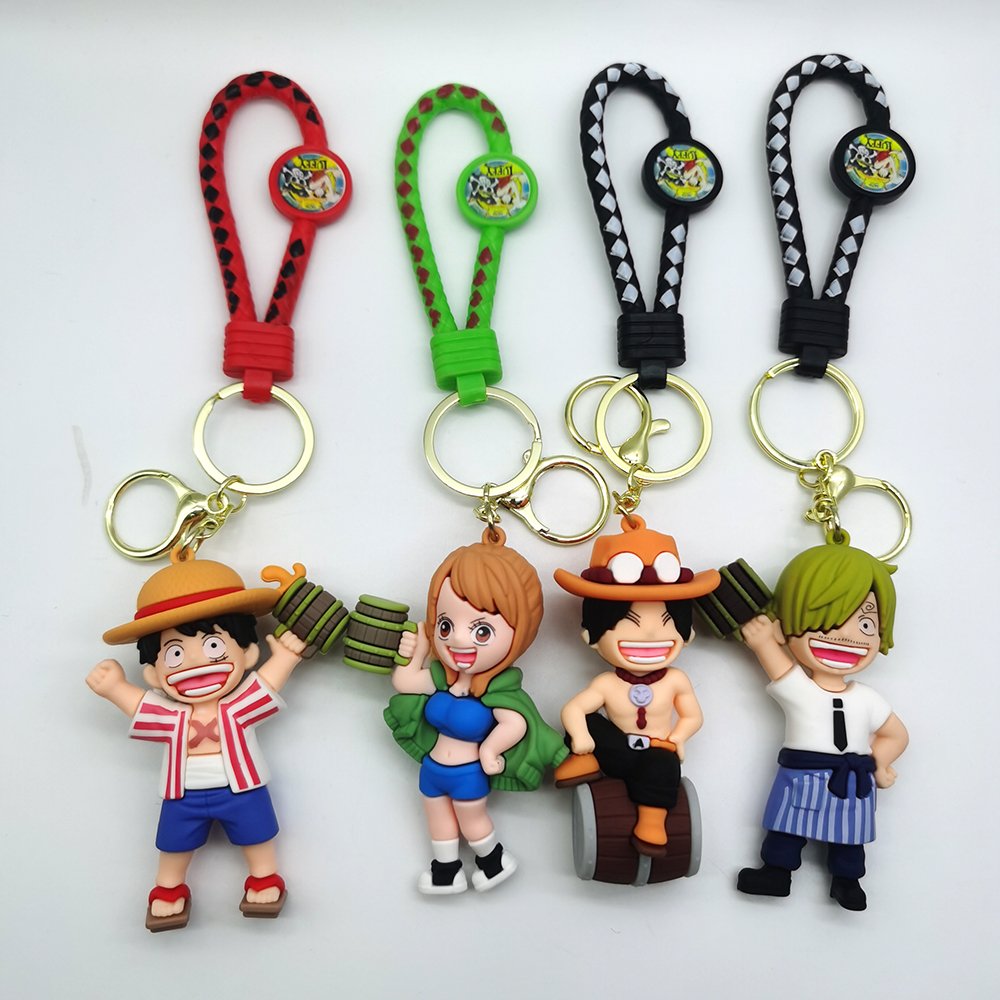 Creative One Piece PVC Character Statue Keychain Diverse Pattern Car Keychain Pendant Metal Plastic Silicone Alloy Gift