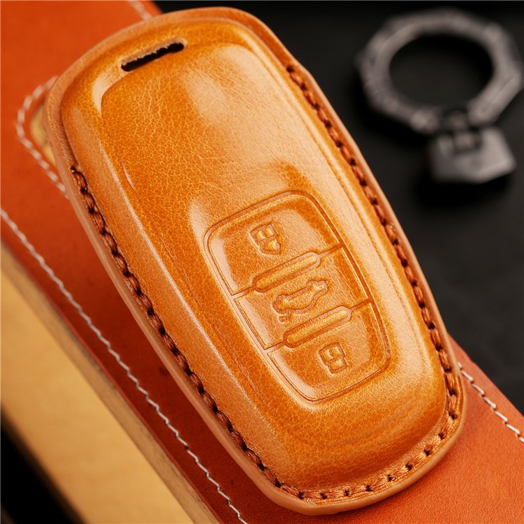 Handmade Genuine Leather Car Key Case Cover for 2020-2024 VW Volkswagen PhideonSmart Key Shell Case