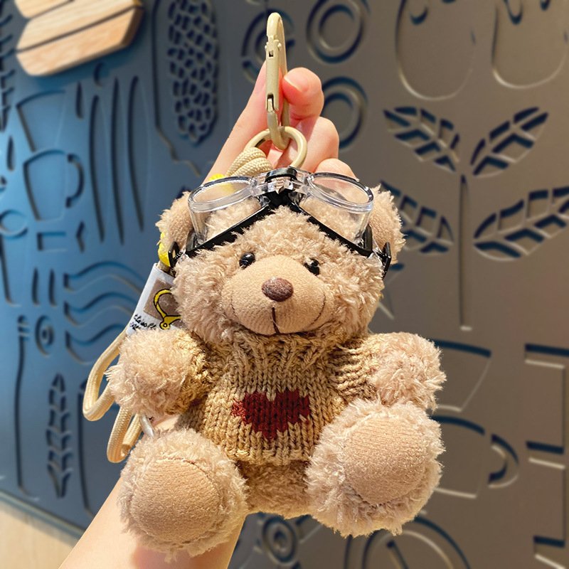 Xun Xin Cartoon Animal Bag Pendant Anime Figure Keychain Pilot Bear Keyring Bear Model Pendant Stylish Women Girls Accessories