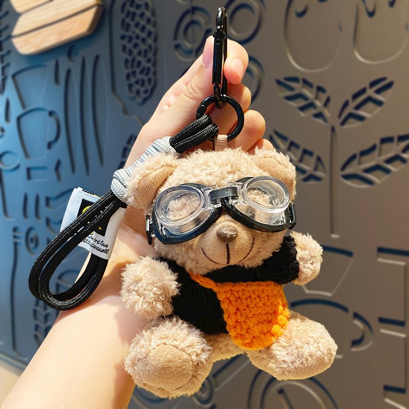 Xun Xin Cartoon Animal Bag Pendant Anime Figure Keychain Pilot Bear Keyring Bear Model Pendant Stylish Women Girls Accessories