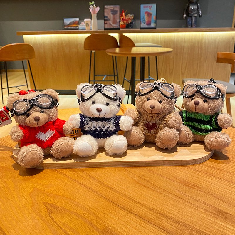 Xun Xin Cartoon Animal Bag Pendant Anime Figure Keychain Pilot Bear Keyring Bear Model Pendant Stylish Women Girls Accessories