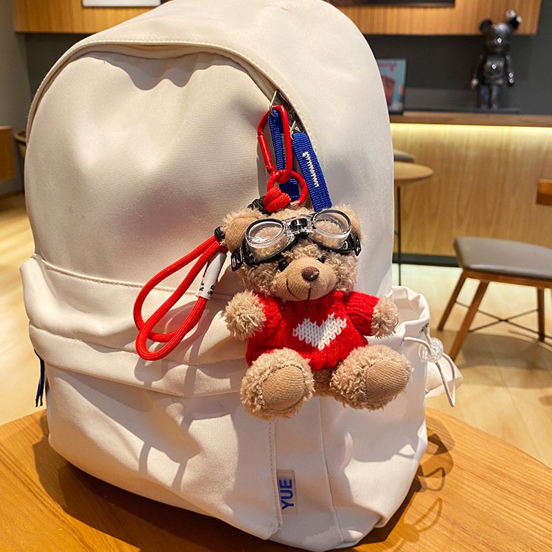 Xun Xin Cartoon Animal Bag Pendant Anime Figure Keychain Pilot Bear Keyring Bear Model Pendant Stylish Women Girls Accessories