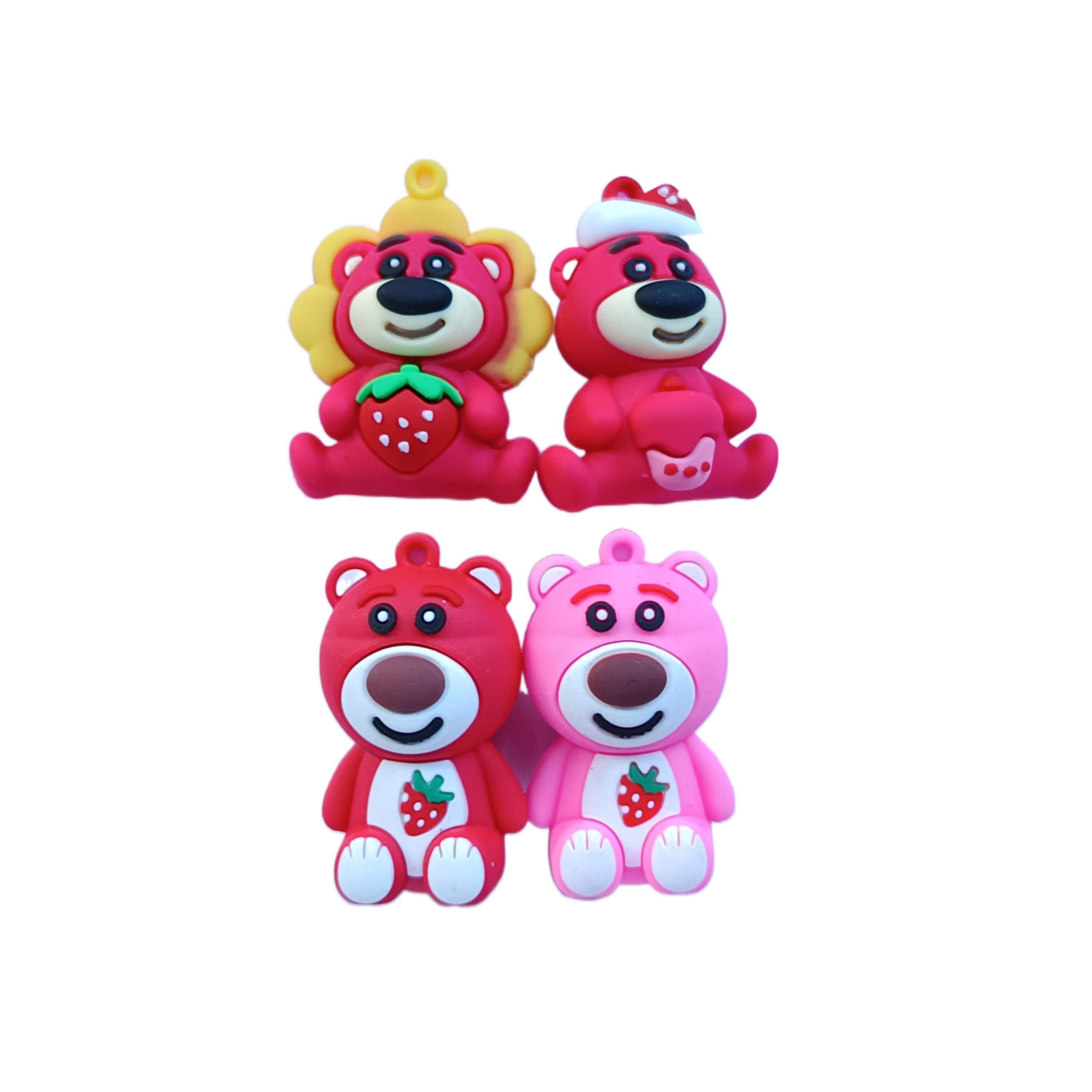 Factory Customization wholesale PVC New cute cartoon Strawberry Small Bear keychain doll key ring accessories Car Pendant
